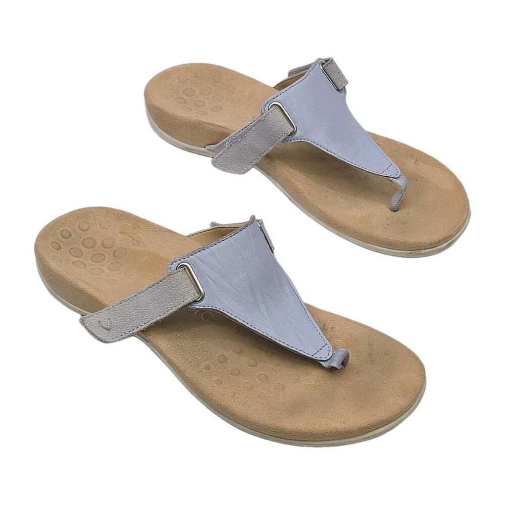 Vionic Sandal Shoe Wanda Orthotic Blue Women Sz 10 Flat Thong Adjustable Slip-On - Picture 2 of 7